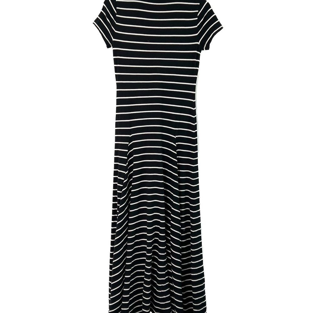 Lauren Ralph Lauren Dress Striped Jersey Maxi Dress Black White - Picture 6 of 6